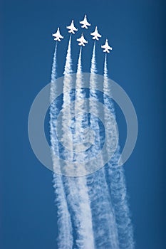 F16 thunderbird planes at airshow photo