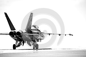 F18 taxiing bw