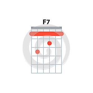 F7 guitar chord icon. Basic guitar chords vector isolated on white