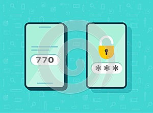 2fa icon password secure login authentication verification vector or sms push code messages symbol on smartphone mobile