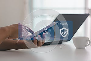 2FA security, OTP one time password, digit security code on mobile phone smartphone screen.