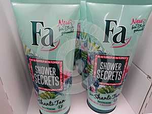 Fa shower gels for sale on supermarket shelf