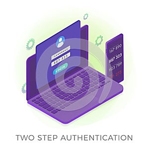 2FA Two Step Authentication flat vector icon