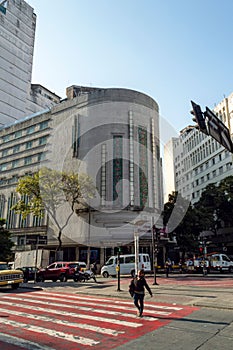 Faacde of Cine Theater Brasil Vallourec in Square Sete de Setembro, city of Belo Horizonte