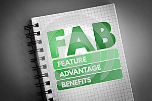 FAB - Feature Advantage Benefits acronym