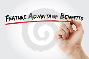 FAB - Feature Advantage Benefits acronym, business concept text