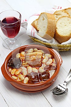 Fabada asturiana, spanish white bean stew photo