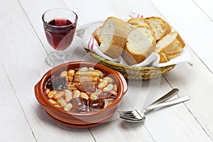 Fabada asturiana, spanish white bean stew photo