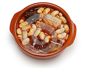 Fabada asturiana, spanish white bean stew photo