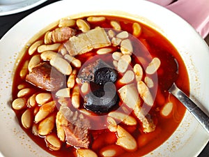 Fabada asturiana, typical meal in Asturias, Spain photo