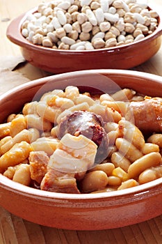 Fabada asturiana, typical spanish bean stew photo