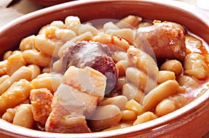 Fabada asturiana, typical spanish bean stew photo