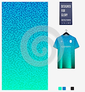 Soccer jersey pattern design. Squiggly pattern on blue background for soccer kit, football kit. Abstract background. photo