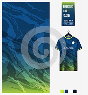 Fabric textile pattern design for sport t-shirt, soccer jersey, football kit mockup. Abstract pattern for sport background. photo
