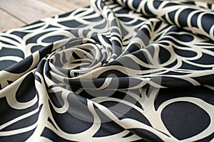 Fabric abstract black and white print photo