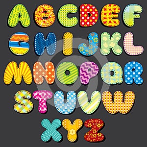 Fabric Alphabet. Fun Cartoon Letters Patches photo