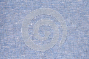 Fabric backdrop. Blue linen canvas crumpled natural cotton fabric. Natural handmade linen top view background. Organic Eco