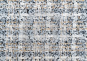 Fabric checkered in light colors beige, grey, black and grey close up. Abstract background. Texture of fabric