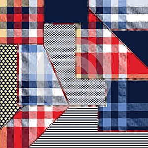 checks patchwork pattern on white background