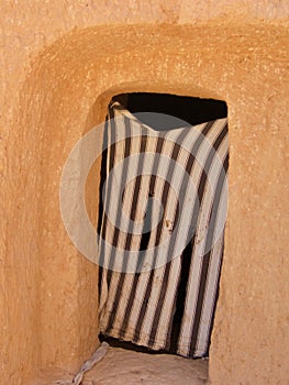 Fabric curtain. typical house of Gabes in Tunisia