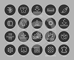 Fabric feature line icons set photo