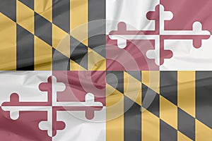 Fabric flag of Maryland. Crease of Maryland flag background, The states of America.