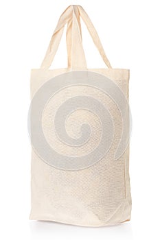 Fabric natural canvas bag on white
