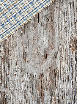 Fabric on the old wood background