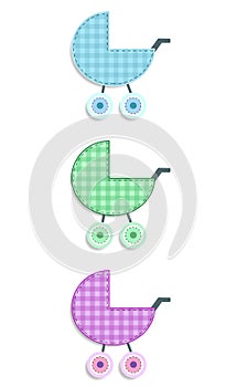 Fabric or paper plaid baby stickers of stroller