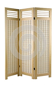 Fabric partition with wooden frame