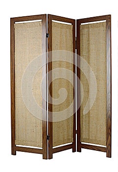 Fabric partition with wooden frame photo