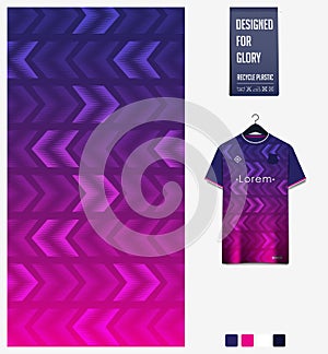 Fabric pattern design. Geometry pattern on violet background for soccer jersey, football kit, bicycle, basketball, sports uniform.