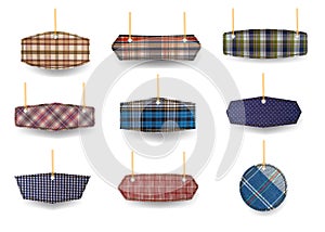 Fabric plaid price tags labels collection sale banners design