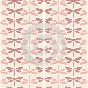 Fabric repeat pattern with dragonflies, vintage color palett