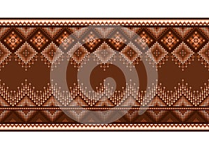 Fabric sameless pixel pattern, boho indian texture, embroidery design