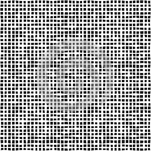 Fabric seamless pattern with textile mesh texture, black on white background. Simple wallpaper doodle grid, grunge