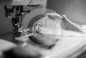 Fabric on the sewing machine