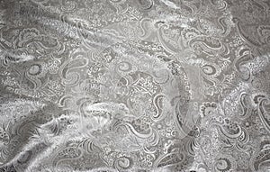 Fabric with Silver Metallic Tapestry on White photo