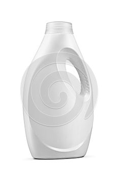 Fabric softener or conditioner in blank plastic bottle with handle isolated on white