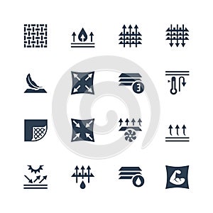 Fabric technology and properties icons