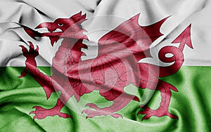 Fabric texture curved flag of wales