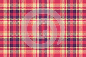 Fabric texture pattern of textile seamless vector with a tartan check background plaid