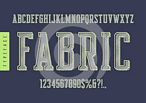 Fabric vector condensed retro typeface, uppercase letters and nu