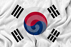Fabric wavy texture national flag of South Korea
