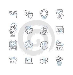Fabrication line icons collection. Welding, Manufacturing, Machining, Forming, Cutting, Assembly, Design vector and