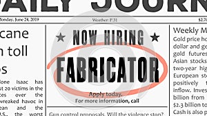 Fabricator job offer