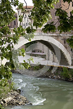 Fabricius Bridge in Rome, Lazio, Italy.