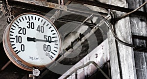 Steam manometer in an old factory building