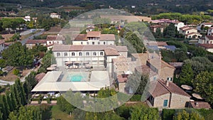 Fabulous aerial view flight drone. Italy summer Country medieval Charlie House