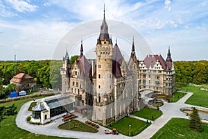 Fabulous castle in Moszna near Opole, Silesia, Poland